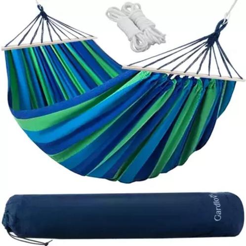 Gardlov Tweepersoons Tuinhangmat 260x160 cm - Blauw/Groen..., Tuin en Terras, Tuinmeubel-accessoires, Nieuw, Ophalen of Verzenden