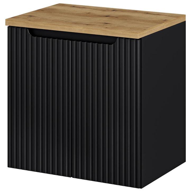 Wastafelonderkast met wastafelblad Newport 60x60x40 cm zwart, Huis en Inrichting, Badkamer | Badkamermeubels, Verzenden