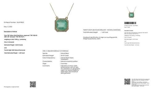 Halsketting - 18 karaat Geel goud - 27.93ct. tw. Smaragd -, Sieraden, Tassen en Uiterlijk, Kettingen