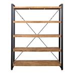 Boekenkast Mangohout Britt 160 cm, Huis en Inrichting, Kasten | Boekenkasten, 150 tot 200 cm, Nieuw, Industriële meubels, 25 tot 50 cm