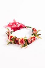 Luxe Rozenkrans Roze Bloemenkrans Rozen Bloemen Haarband Elf, Ophalen of Verzenden, Nieuw, Carnaval, Accessoires