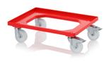 Onderwagen Rolplateau Trolley Rood 4 zwenkwielen plastic, Ophalen of Verzenden