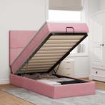 vidaXL Ottoman bed met matrassen 90x200cm fluweel roze, 90 cm, Eenpersoons, Verzenden, Nieuw