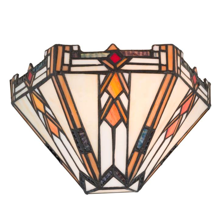 Tiffany wandlamp – Geometrisch Art Deco – B 25 × H 14 cm, Huis en Inrichting, Lampen | Wandlampen, Verzenden