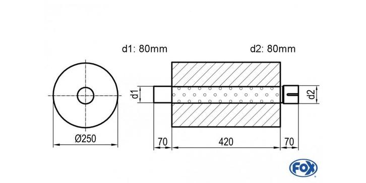 FOX Universele demper rond met aansluitstuk - verwerking 784, Auto-onderdelen, Uitlaatsystemen, Nieuw, Verzenden