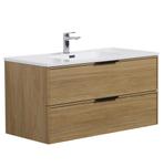 Badkamermeubel Set Luxor 100cm Licht Eiken Badmeubel, Huis en Inrichting, Badkamer | Badkamermeubels, Verzenden, Nieuw, Wastafelkast