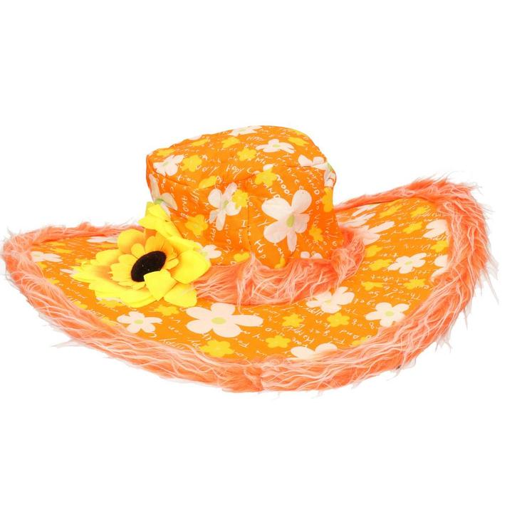 Vrolijke zomerhoed bloemen Ibiza - Hawaii/ zomer hoedje, Hobby en Vrije tijd, Feestartikelen, Ophalen of Verzenden