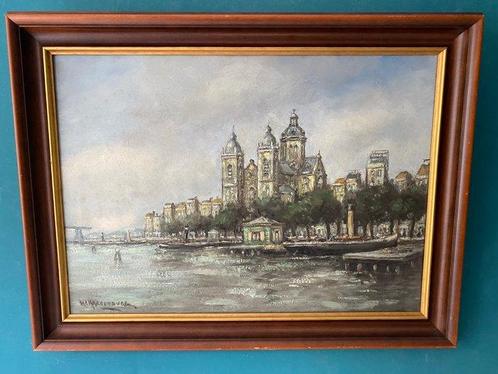 H.C. Kranenburgh (1917-1987) - Gezicht op de Nicolaaskerk te, Antiek en Kunst, Kunst | Schilderijen | Klassiek