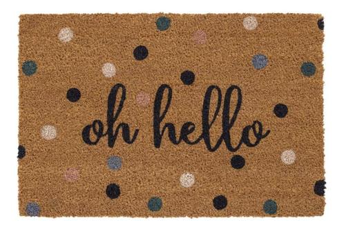 Kokos Deurmat Hello- Dots 40x60 cm, Tuin en Terras, Deurmatten, Verzenden