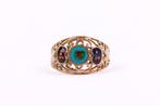 Ring - 9 kt. Geel goud - Enamel 1950s, Nieuw