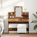 vidaXL Kaptafel met spiegel en LED bewerkt hout oud, Verzenden, Nieuw