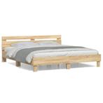 vidaXL Bedframe met hoofdbord sonoma eikenkleurig 160x200 cm, Huis en Inrichting, Slaapkamer | Bedden, Bruin, Verzenden, 200 cm