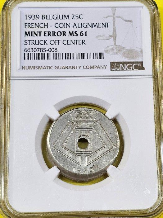 België. 25 Centimes 1939 Frans misslag (Zonder Minimumprijs), Postzegels en Munten, Munten | Nederland
