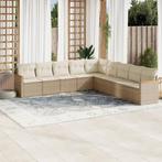 vidaXL 9-delige Loungeset met kussens poly rattan beige, Tuin en Terras, Tuinsets en Loungesets, Verzenden, Nieuw, Rotan, Loungeset
