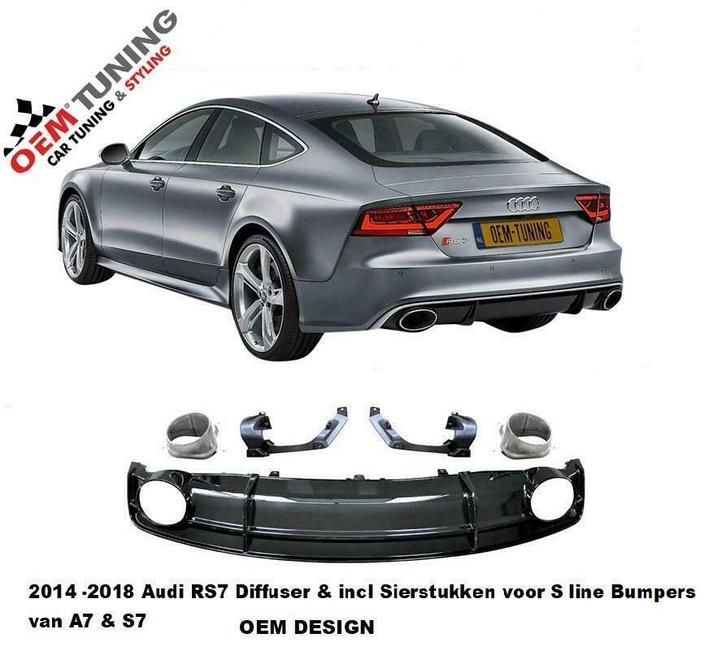 A7 S7 Diffuser | RS7 Design | 2014 - 2018 | voor s line |, Auto-onderdelen, Carrosserie en Plaatwerk, Nieuw, Audi, Achter, Bumper