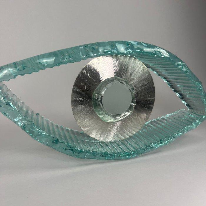 Andrzej Rafalski - sculptuur, Handmade Glass EYE - 14 cm -, Antiek en Kunst, Antiek | Glas en Kristal