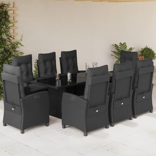 vidaXL 9-delige Tuinset poly rattan zwart, Tuin en Terras, Tuinsets en Loungesets, Tuinset, Nieuw, 8 zitplaatsen, Rotan, Verzenden