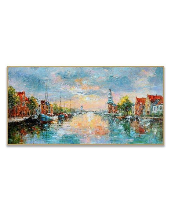 StefanoArt - Canal at Sunset, Antiek en Kunst, Kunst | Schilderijen | Modern