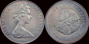 Isle of Man 1 crown 1982 Xii world cup Spain 1982 koper-n... beschikbaar voor biedingen