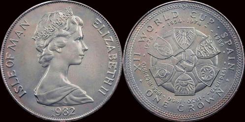 Isle of Man 1 crown 1982 Xii world cup Spain 1982 koper-n..., Postzegels en Munten, Munten en Bankbiljetten | Verzamelingen, Verzenden