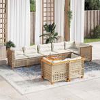 vidaXL 9-delige Loungeset met kussens poly rattan beige, Tuin en Terras, Verzenden, Nieuw, Rotan, Loungeset