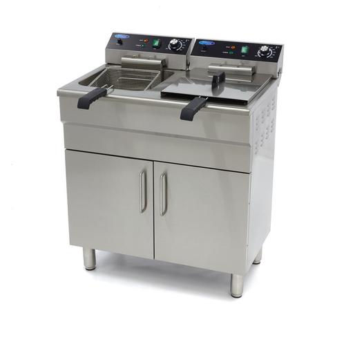 Frituurpan - 2x 16 L - 2 Manden - met Tapkraan en, Witgoed en Apparatuur, Frituurpannen, Nieuw, Duo-friteuse, 4 liter of meer