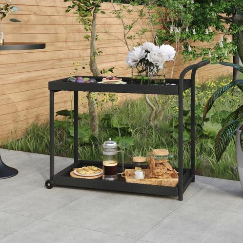 vidaXL Serveerwagen 100x45x83 cm poly rattan zwart, Huis en Inrichting, Keuken | Keukenbenodigdheden, Nieuw, Verzenden