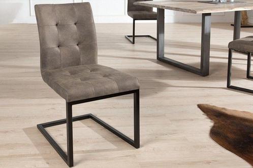 Design sledestoel OXFORD antiek taupe ijzeren frame - 41380, Huis en Inrichting, Stoelen, Ophalen of Verzenden