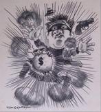 Pentekening Amerika - Russische mafia (lijst optie), Antiek en Kunst, Verzenden