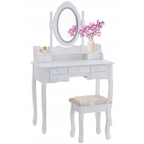 Stijlvolle vintage kaptafel met LED-verlichting en kruk -..., Huis en Inrichting, Tafels | Kaptafels, Nieuw, Ophalen of Verzenden
