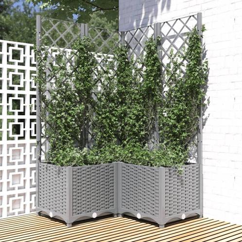 vidaXL Plantenbak met latwerk 80x80x136 cm polypropeen, Tuin en Terras, Bloembakken en Plantenbakken, 60 tot 100 cm, Nieuw, Kunststof