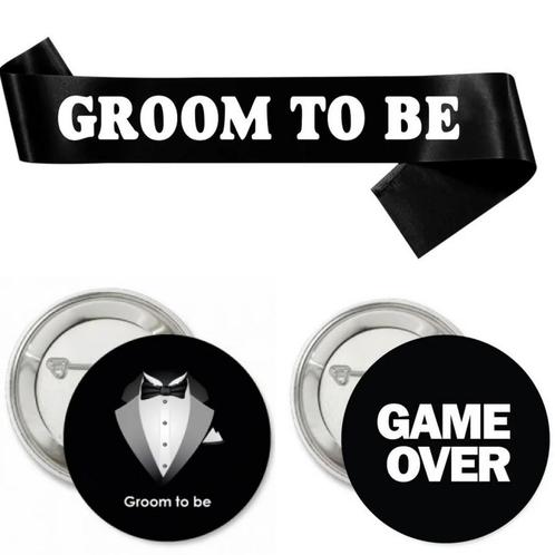 Groom to Be set 3-delig, Kleding | Heren, Trouwkleding en Trouwaccessoires, Zwart, Nieuw, Accessoires, Verzenden