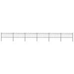 vidaXL Tuinhek met ringtop staal 1070x80 cm zwart, Verzenden, Nieuw, IJzer, Minder dan 1 meter