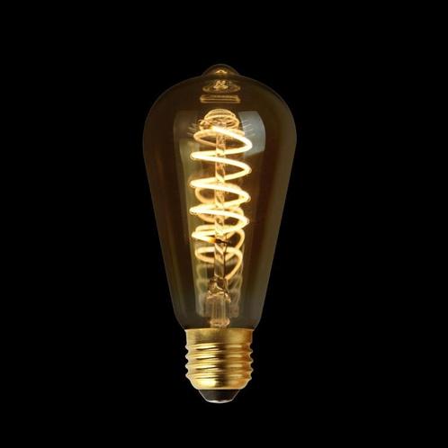 Filament LED Lamp Edison Curl Gold Ø64mm E27 3.8W, Huis en Inrichting, Lampen | Losse lampen