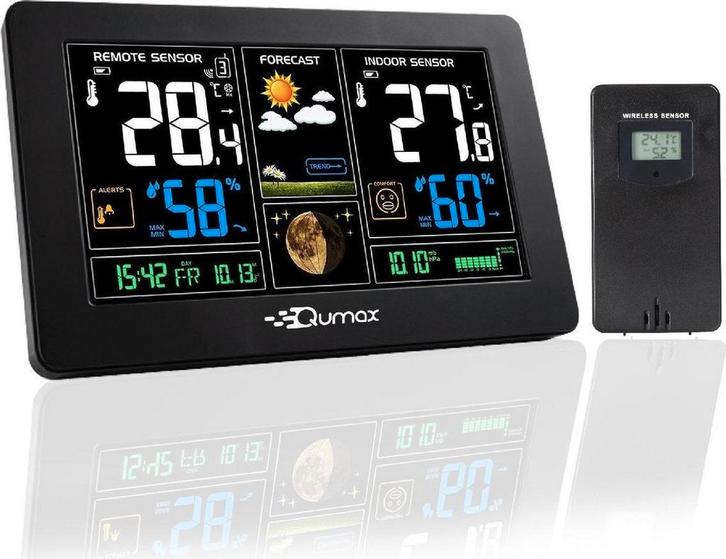 2dekans | Qumax Draadloos Weerstation binnen en buiten -, Doe-het-zelf en Verbouw, Alarmsystemen, Zo goed als nieuw, Ophalen of Verzenden