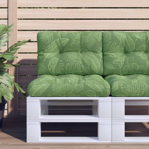 vidaXL Palletkussens 2 st stof bladpatroon, Huis en Inrichting, Woonaccessoires | Kussens, Groen, Nieuw, Verzenden