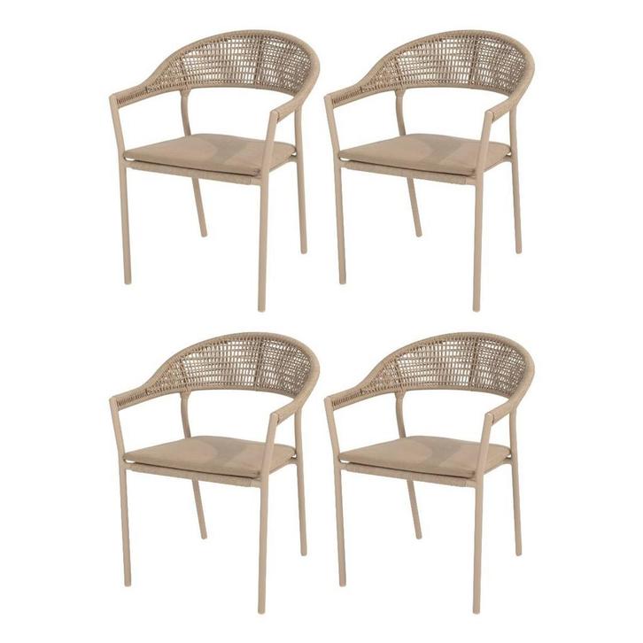 Sienna stapelbare dining tuinstoel rope venao latte Taste, Tuin en Terras, Tuinstoelen, Nieuw, Aluminium, Ophalen of Verzenden