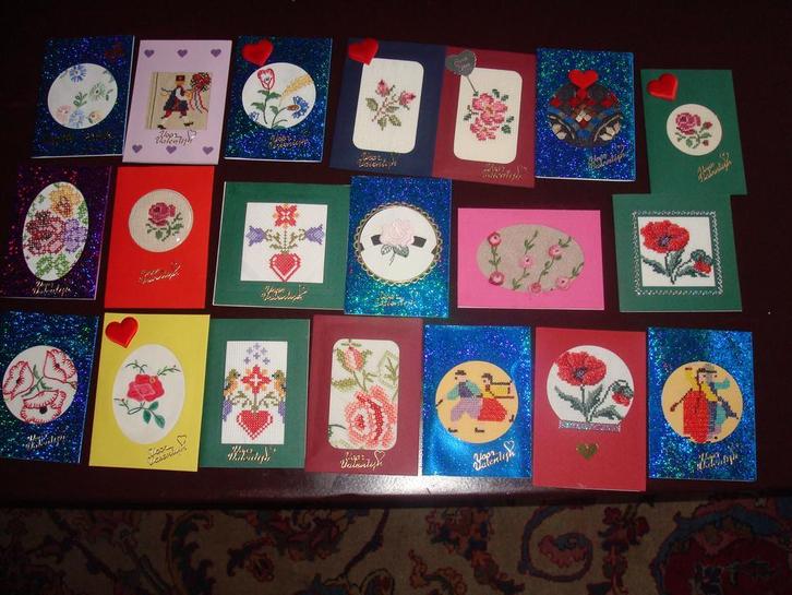 zijde geborduurd op kaasdoek , kaarten, Hobby en Vrije tijd, Overige Hobby en Vrije tijd, Nieuw