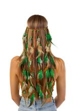 Hoofdband Veren Groen Bruin Ibiza Hippie Indiaan Haarband Ve, Kleding | Dames, Carnavalskleding en Feestkleding, Ophalen of Verzenden