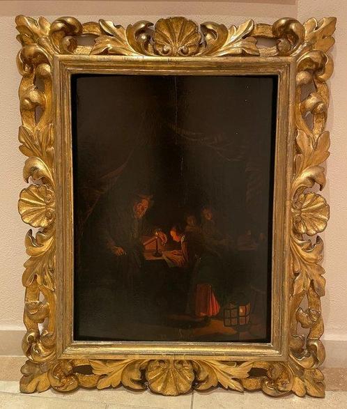 Dutch school (XIX) After Gerrit Dou - The evening school, Antiek en Kunst, Kunst | Schilderijen | Klassiek