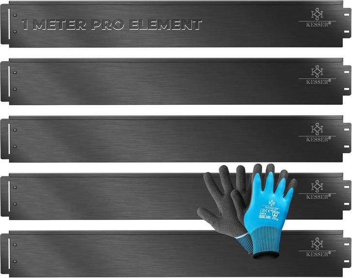 Gazonrand - Tuinrand - 5 stuks - 100x18 cm - Zwart - KESSER®, Tuin en Terras, Bielzen en Borders, Zo goed als nieuw, Verzenden