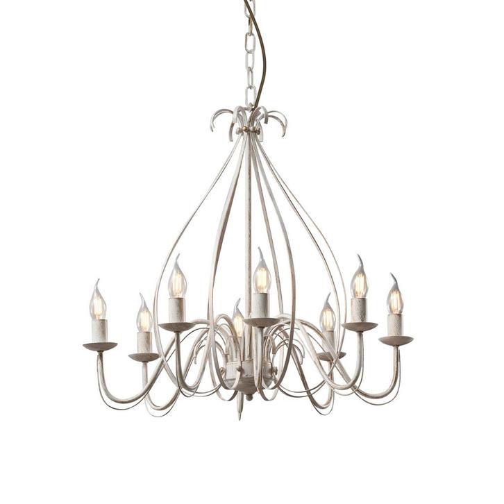 Klassieke kroonluchter crème 8-lichts - Giuseppe, Huis en Inrichting, Lampen | Kroonluchters, Nieuw, Overige materialen