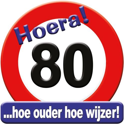 Deurbord 80 Jaar Verkeersbord 50cm, Hobby en Vrije tijd, Feestartikelen, Nieuw, Verzenden