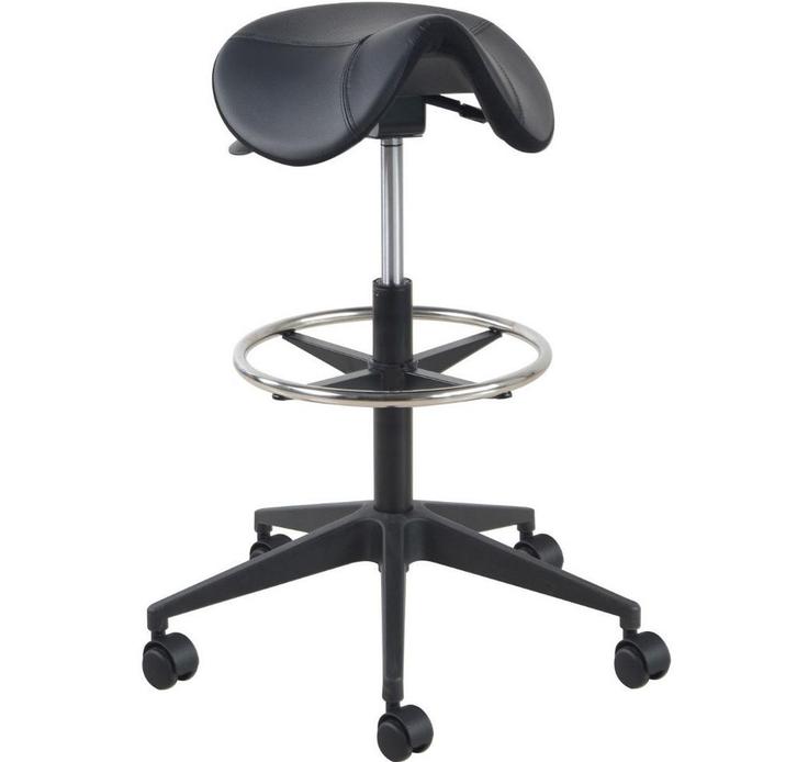 NIEUW hoge zadelkruk - zwart voetenkruis, Huis en Inrichting, Barkrukken, Ophalen of Verzenden