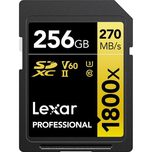 Lexar SDXC Professional 256GB 1800X UHS-II V60 Gold, Audio, Tv en Foto, Fotografie | Geheugenkaarten, Overige typen, Nieuw, Ophalen of Verzenden