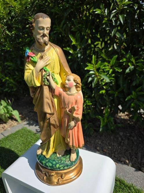 Beeld, Sint Jozef met Kindje Jezus - 45 cm - Gips - 1950, Antiek en Kunst, Antiek | Boeken en Bijbels