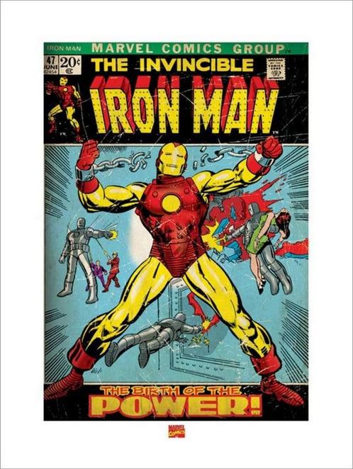 Kunstdruk Iron Man Birth of Power 60x80cm, Huis en Inrichting, Woonaccessoires | Schilderijen, Tekeningen en Foto's, Nieuw, Verzenden