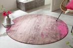 Vintage tapijt MODERN ART 150cm beige roze gewassen rond, Huis en Inrichting, Stoffering | Tapijten en Kleden, Nieuw, Ophalen of Verzenden