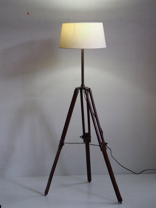 Staande lamp - Hout - XL vintage houten driepoot, Antiek en Kunst, Curiosa en Brocante