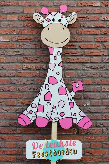 Geboortebord Giraf roze goedkoop geboorteborden huren meisje